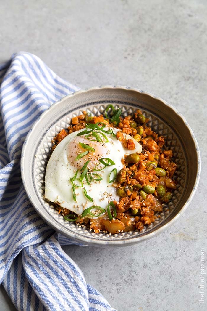 Baked Kimchi Cauliflower "Fried" Rice | The Little Epicurean