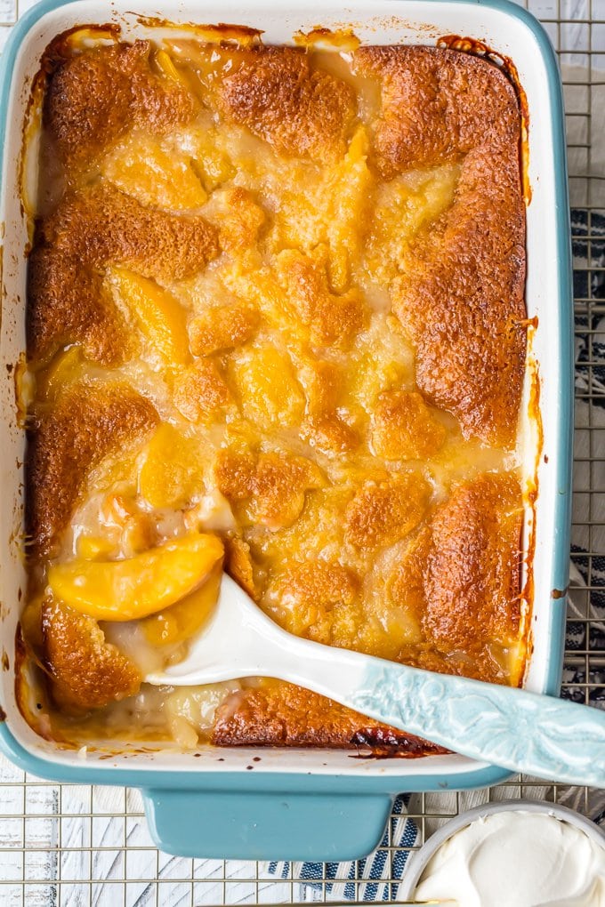 Easy Peach Cobbler Recipe (Made with Canned Peaches) {VIDEO}