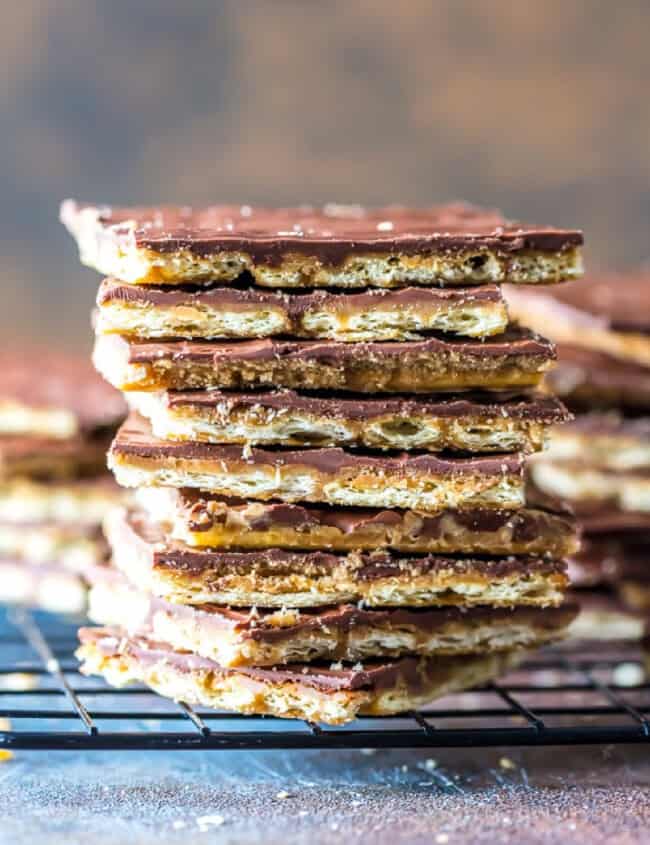 stacked salting cracker toffee