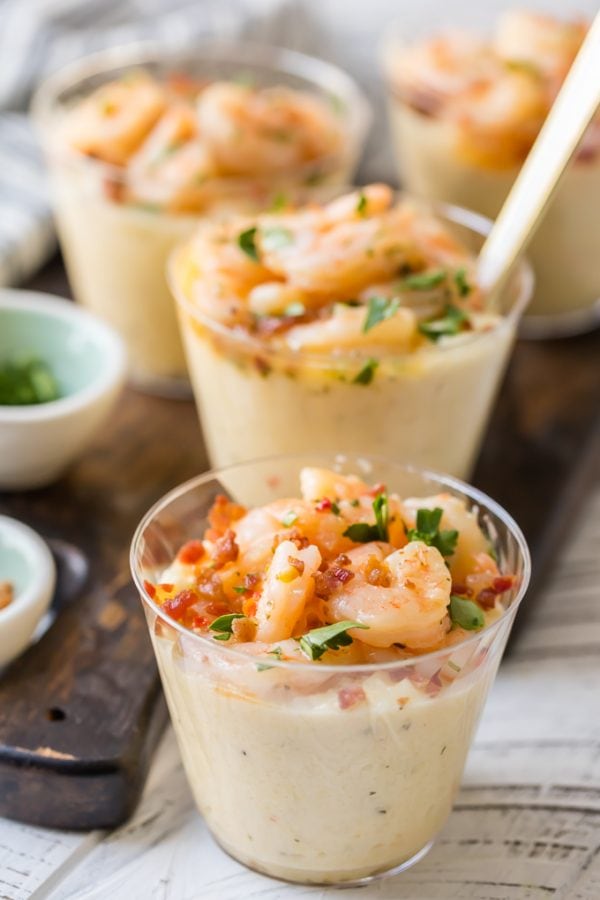 Shrimp and Grits Appetizer Cups (Garlic Butter Shrimp and Grits Recipe)