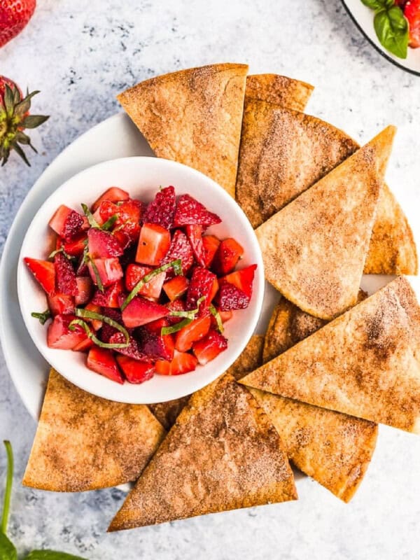 strawberry salsa and cinnamon sugar chips