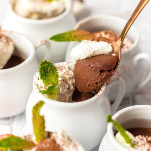 Chocolate Pot de Creme is the perfect holiday dessert. It's simple, it's delicious, and it's so cute. These little pots de creme are rich and chocolatey, with the most amazing texture. I love these as Christmas and holiday desserts!