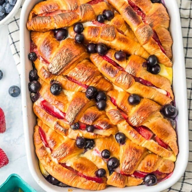 Croissant French Toast Casserole with Berries and Cream - VIDEO!!!