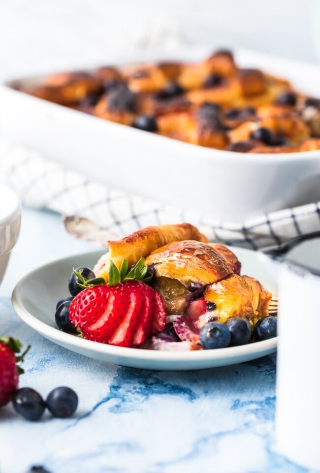 Croissant French Toast Casserole with Berries and Cream Recipe - The ...