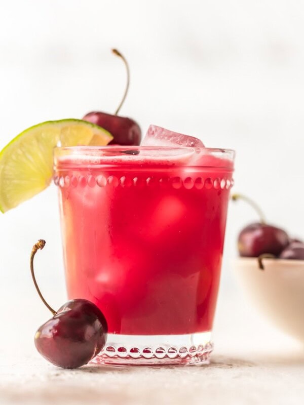 homemade cherry limeade in a glass