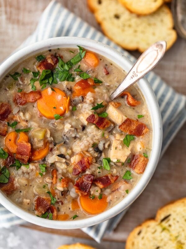 Creamy Chicken and Wild Rice Soup is the perfect fall soup recipe to kick off the season. It's creamy, delicious, and filled with the best ingredients. Make a batch of this creamy chicken and rice soup to warm you up all season long!