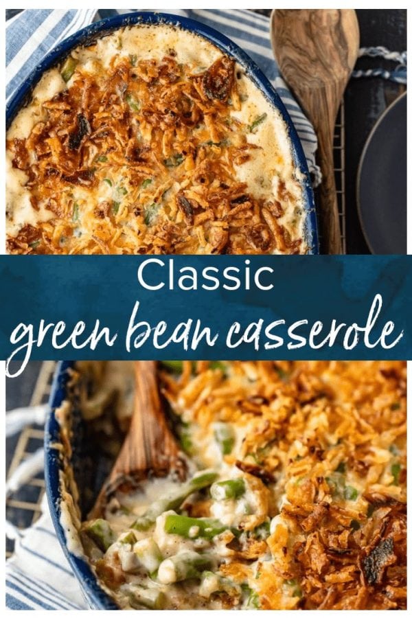 Classic Green Bean Casserole is one of those Thanksgiving recipes that you don't need to reinvent. It's absolutely perfect just the way it is, with green beans, cream of mushroom, crunchy fried onions, and some other awesome ingredients. This green bean casserole recipe is exactly what you need for you next holiday meal!