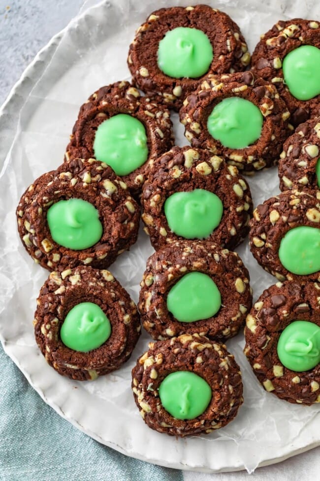 Chocolate Mint Cookies (Creme de Menthe Thumbprint Cookies Recipe)