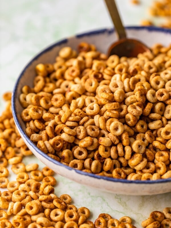 Hot Buttered Cheerios are so tasty and so snackable! This sweet and salty snack mix recipe is sure to please guests at any party. 