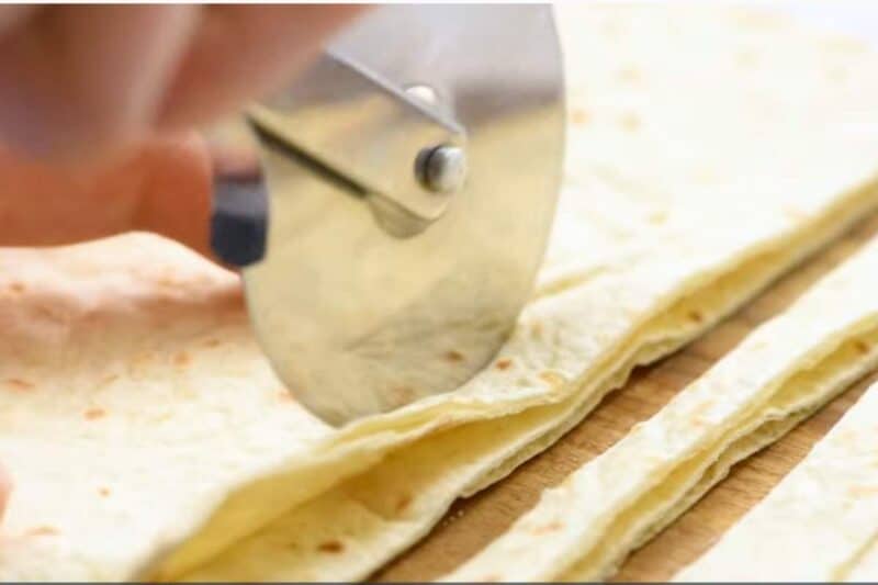 cut the tortillas with the help of pizza cutter