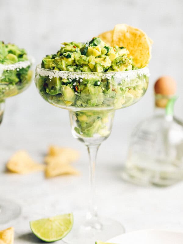 tequila guacamole in margarita glass