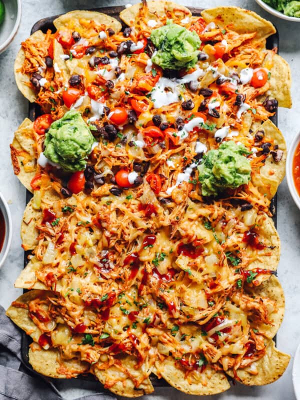 grilled chicken nachos with mexican and bbq versions