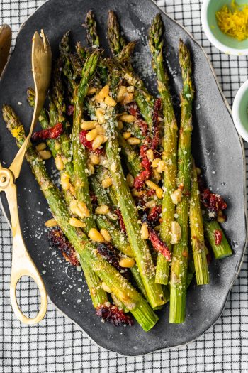 Oven Roasted Asparagus with Sun Dried Tomatoes (VIDEO!!)