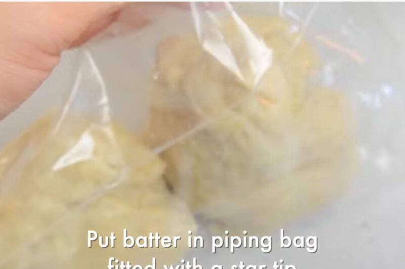 pour the flour mixture into the piping bag