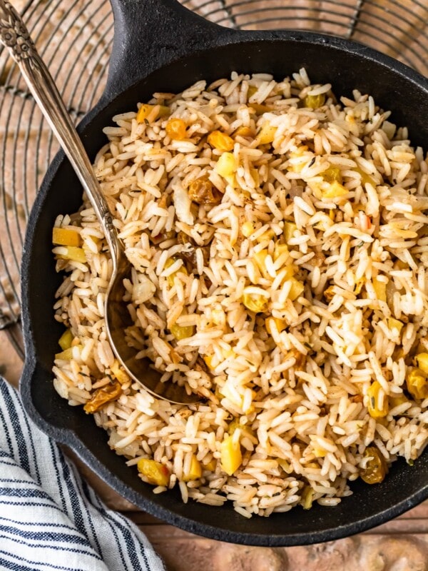 A bowl of food, with Pilaf and Spice