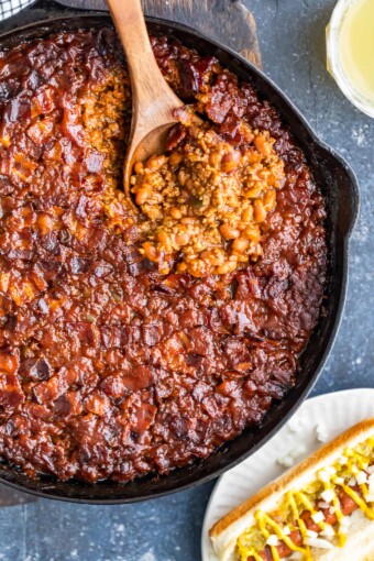 BBQ Baked Beans with Bacon (Skillet Baked Bean Casserole) Recipe - The ...