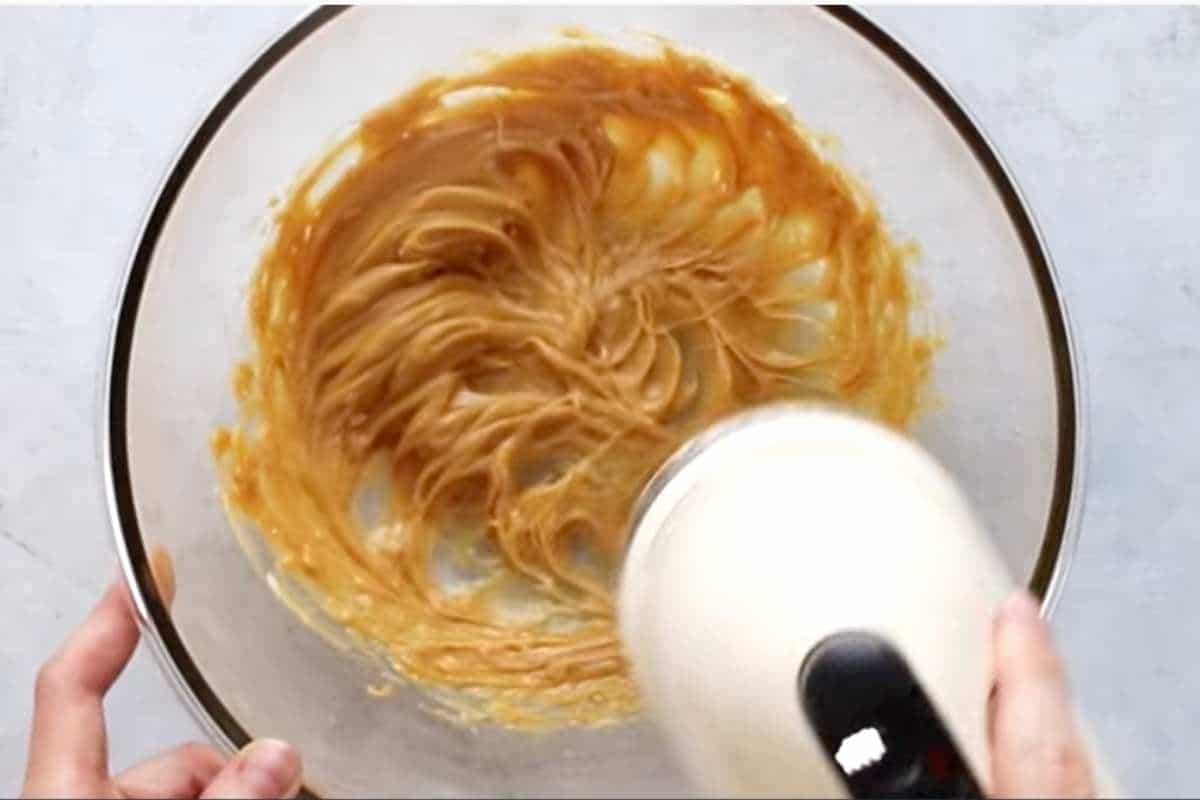 whisk the peanut butter and butter until fully incorporated