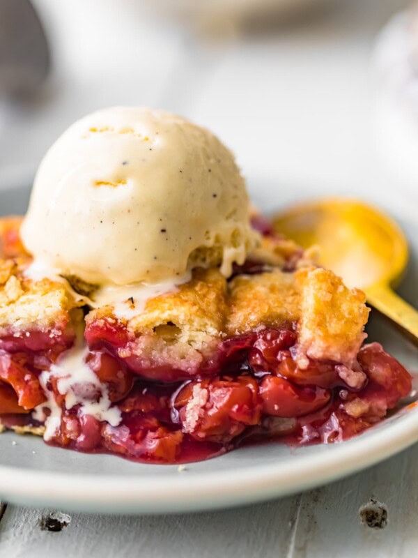 cherry pie topped with ice cream