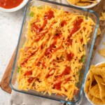 taco dip in a baking dish