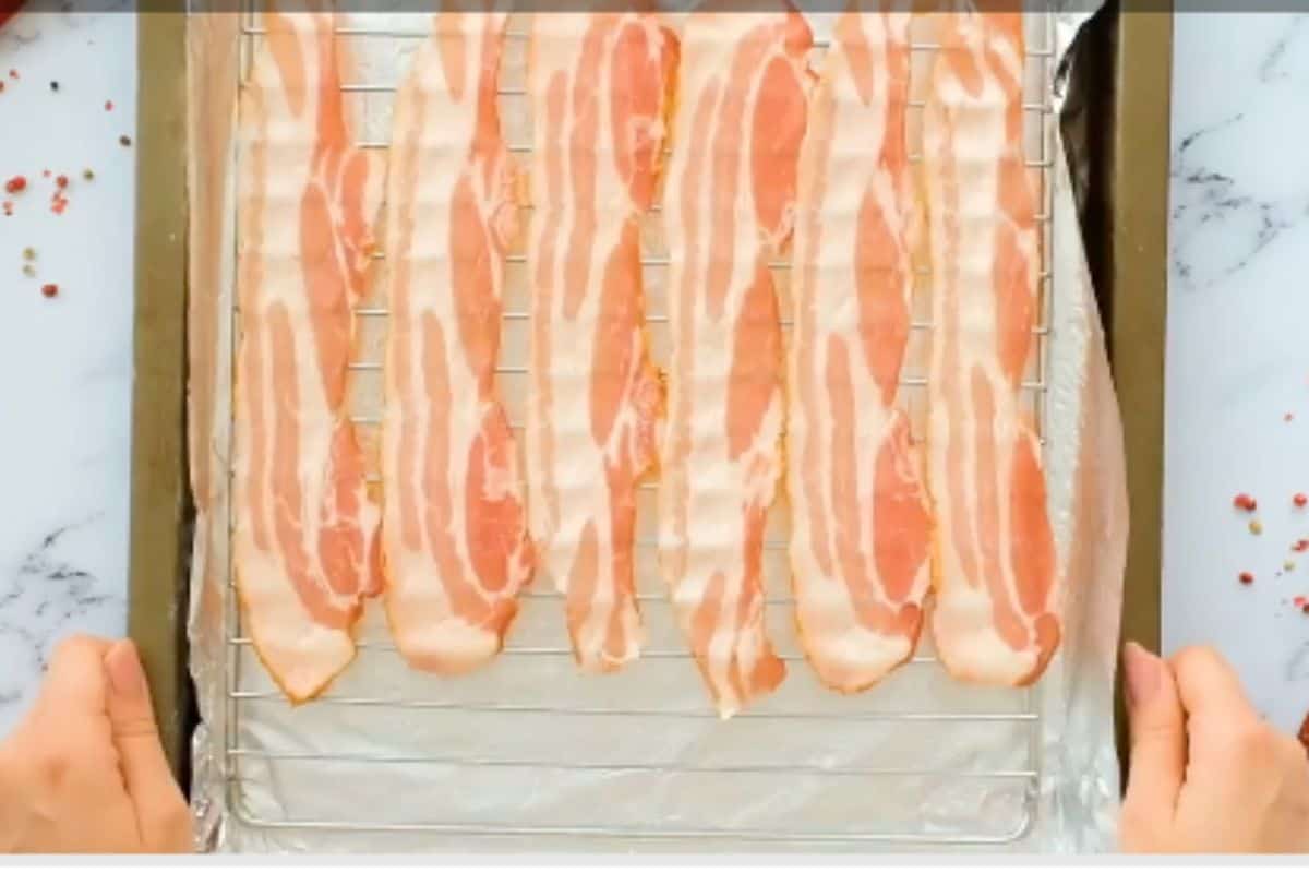 line the bacon slices on a greased sheet