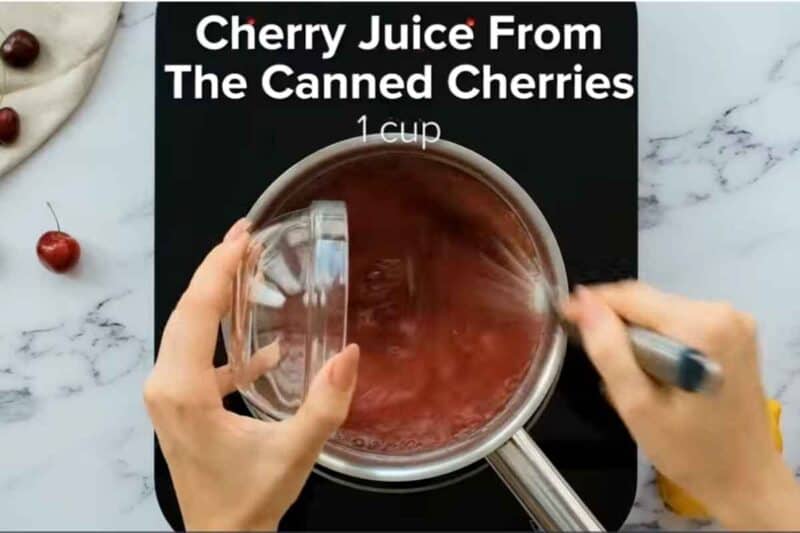 whisk the sugar and cornstarch together and mixing the drained cherry juice.