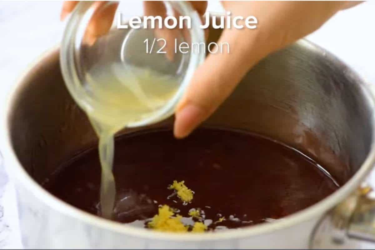 add the lemon juice, butter, almond extract and zest.