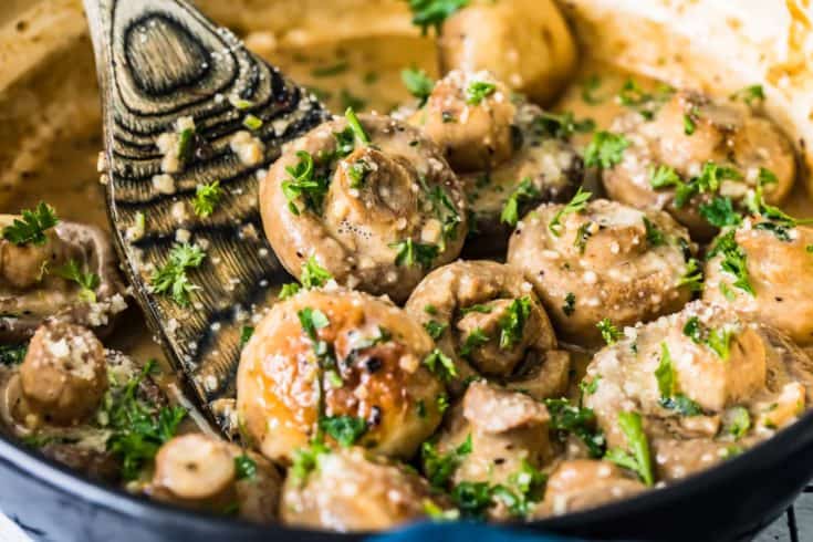 Tasty Creamy Garlic Mushrooms Recipe on display