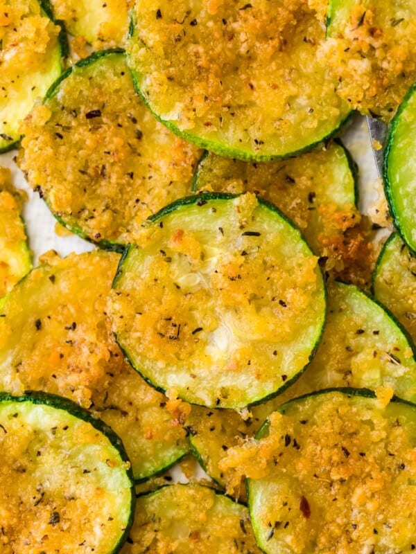 several crispy baked zucchini slices