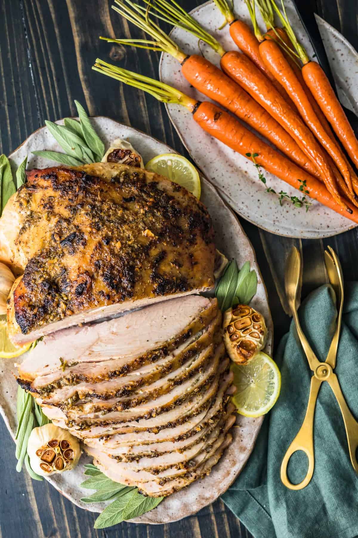 Turkey breast served with roasted carrots