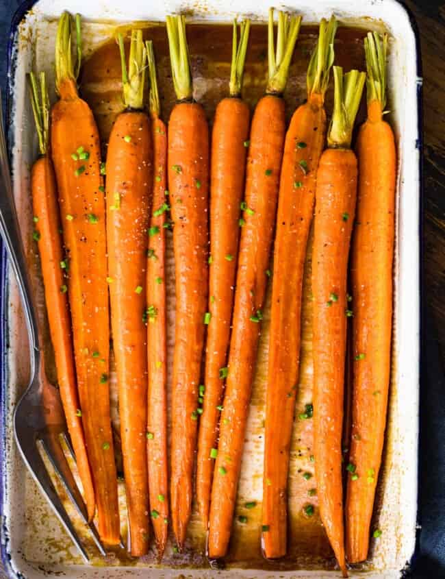 carrots in white baking dish