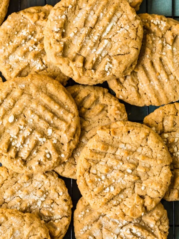 over the top shoot of delicious peanut butter cookies