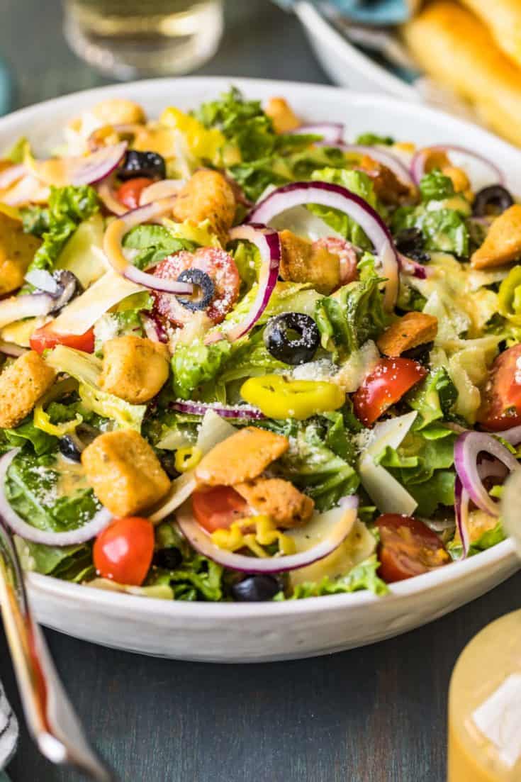 Olive Garden Salad with Copycat Dressing Recipe - The Cookie Rookie®