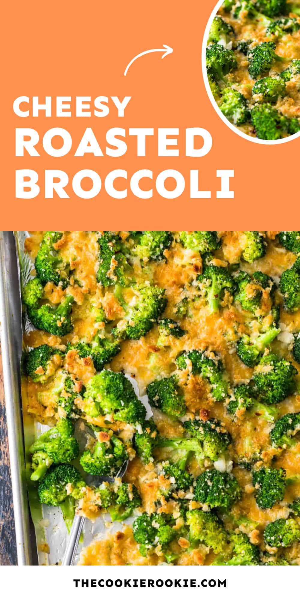 cheesy roasted broccoli pin image