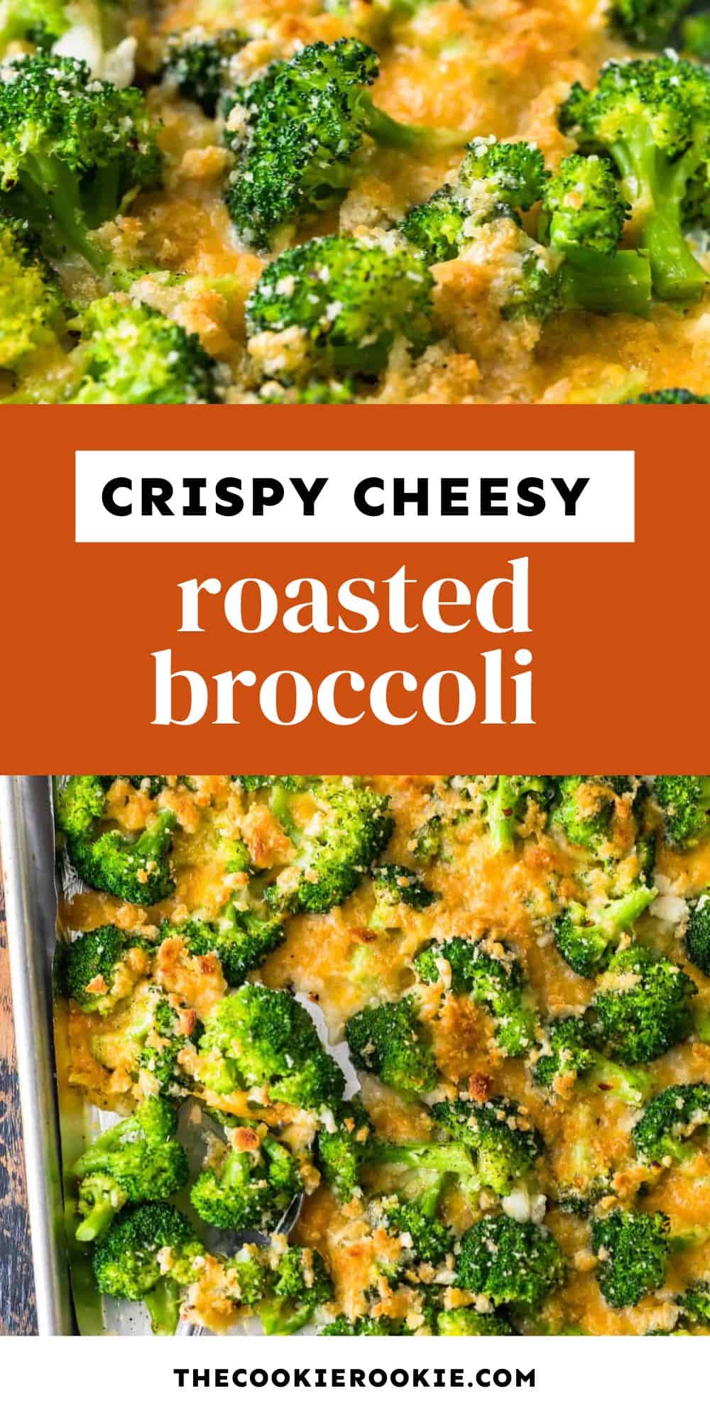 cheesy crispy roasted broccoli pin image