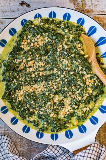 Creamed Spinach with Toasted Almonds - The Cookie Rookie®