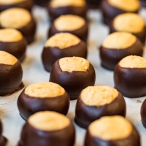 several buckeye candies on table