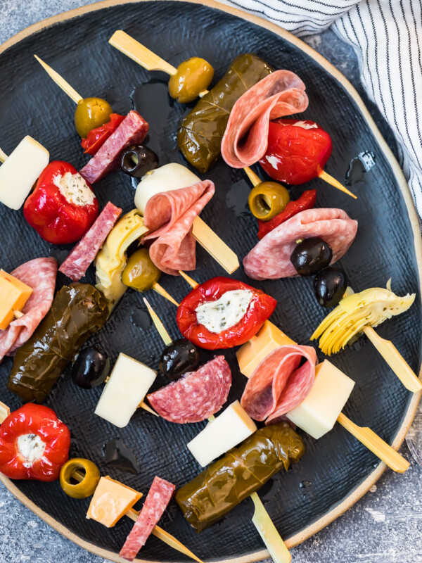 colorful antipasto skewers