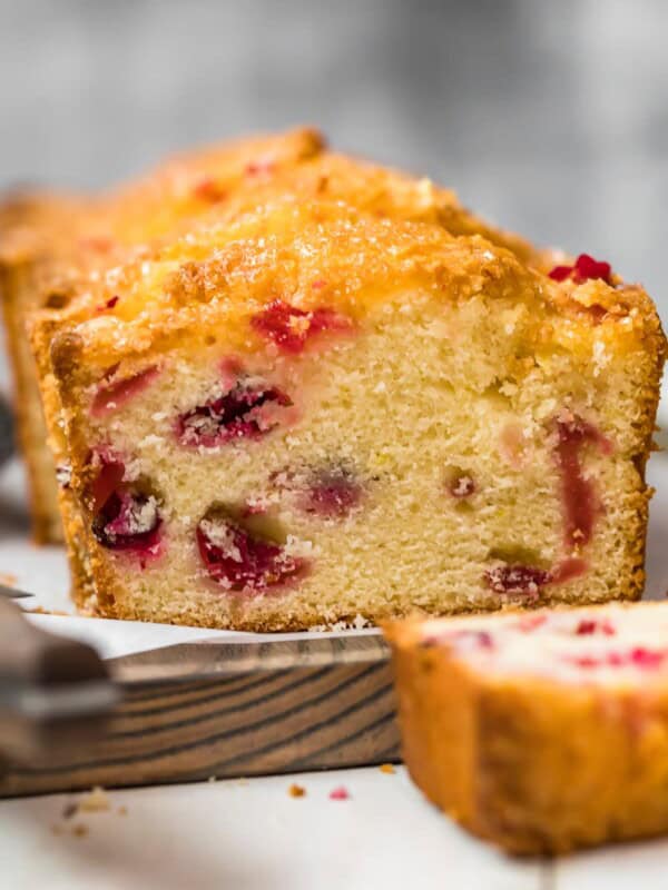 glazed lemon cranberry bread loaf