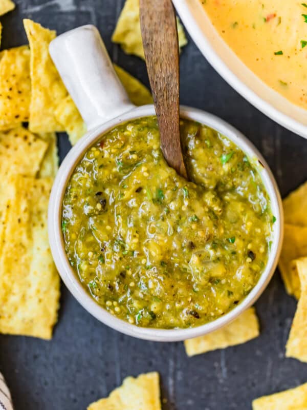 homemade salsa verde in a bowl