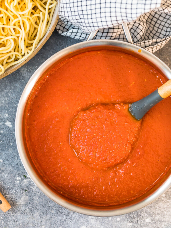 bowl full of homemade marinara sauce