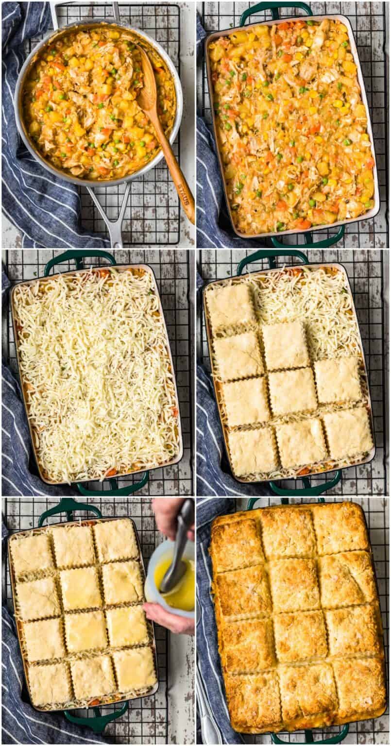 Cheesy Chicken Pot Pie with Biscuit Topping Recipe - The Cookie Rookie®