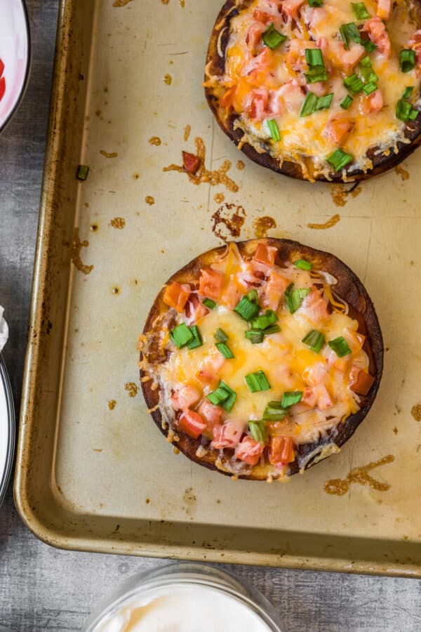 beef mexican pizzas baked on sheet pan