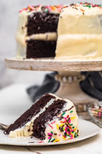 Black Magic Chocolate Cake with BEST White Icing - The Cookie Rookie®