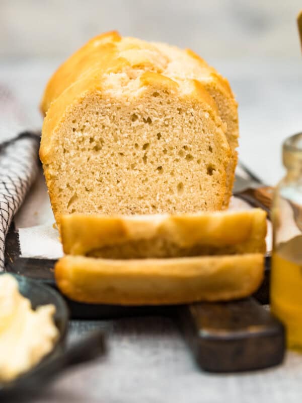 A slice of bread sitting on top of a cutting board