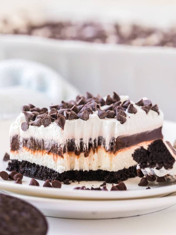 bite out of chocolate lasagna