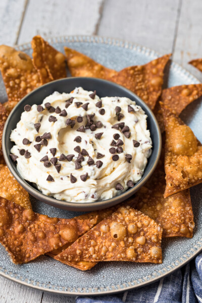 Chocolate Chip Cannoli Dip With Wonton Chips Recipe The Cookie Rookie® 9525