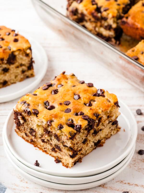 chocolate chip banana bar on plate