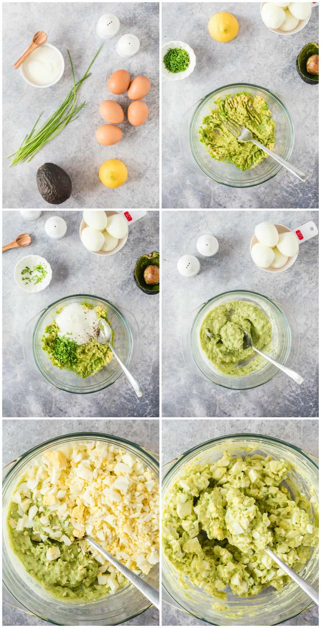 step by step photos of how to make avocado egg salad
