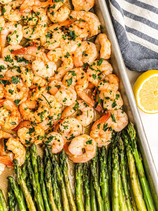 sheet and asparagus on sheet pan