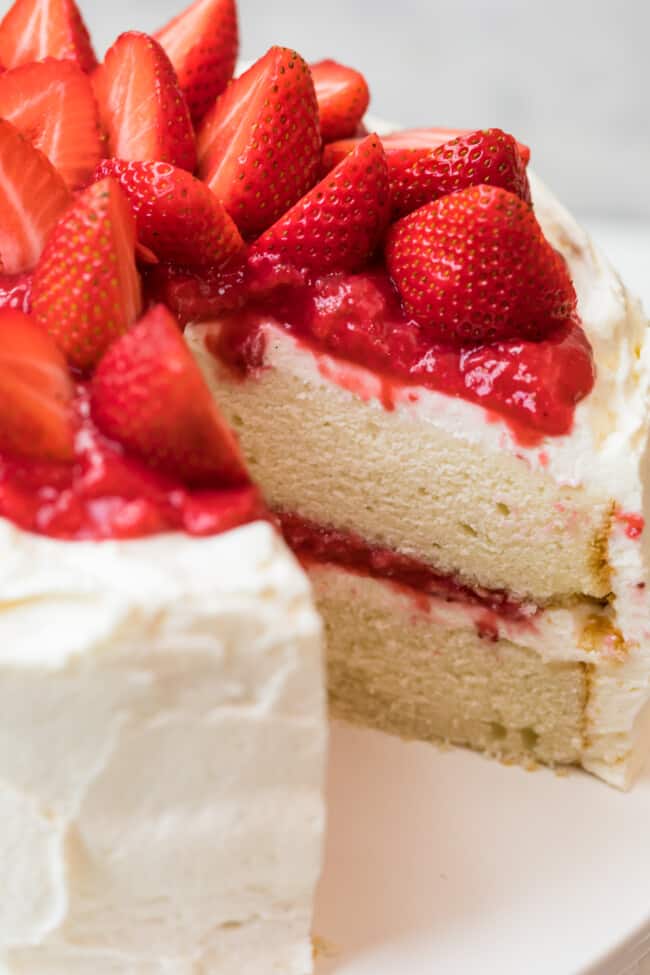 White Layer Cake with Strawberry Filling